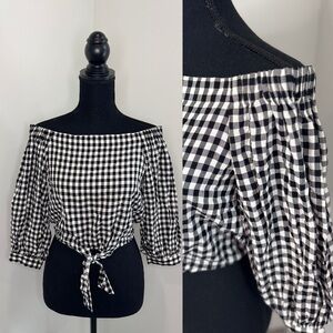 Forever 21 Checkered Off the Shoulder Top (S)